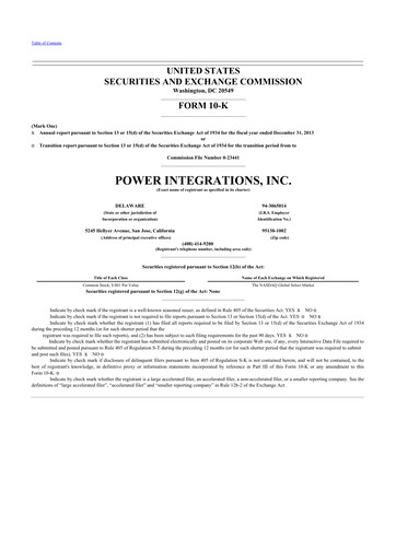 Thumbnail Power Integrations
 10-K Annual Report 2013