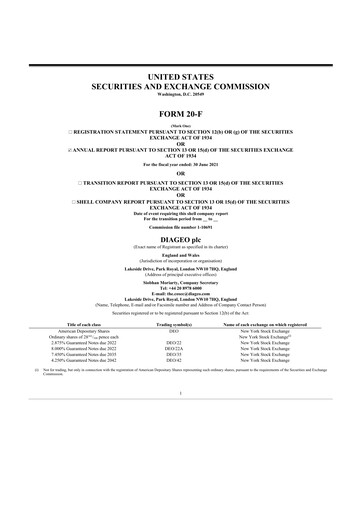 Miniature Diageo 20-F Rapport annuel 2021