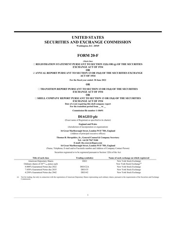 Miniature Diageo 20-F Rapport annuel 2022