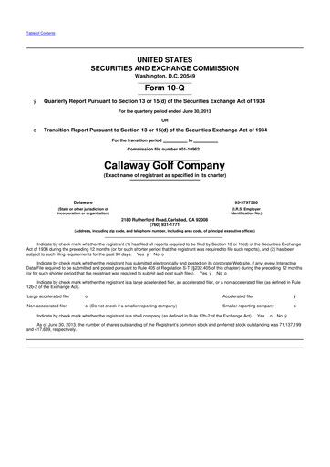 Thumbnail Callaway Golf Company 10-Q Quarterly Report FY2013 