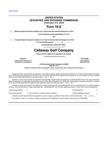 Thumbnail Callaway Golf Company 10-Q Quarterly Report FY2017 