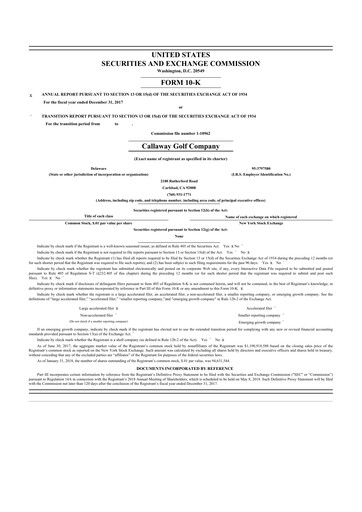 Miniature Topgolf Callaway Brands 10-K Rapport annuel 2017