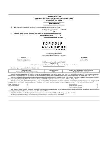 Thumbnail Callaway Golf Company 10-Q Quarterly Report FY2023 