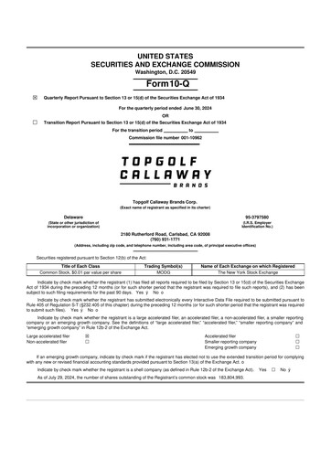 Thumbnail Callaway Golf Company 10-Q Quarterly Report FY2024 