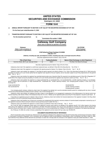 Thumbnail Callaway Golf Company 10-K Annual Report 2025