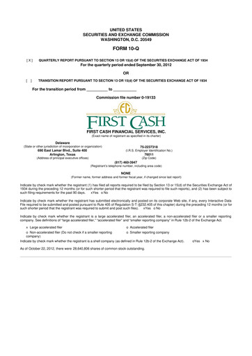 Thumbnail FirstCash 10-Q Quarterly Report FY2012 