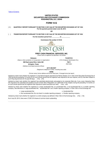 Thumbnail FirstCash 10-Q Quarterly Report FY2015 