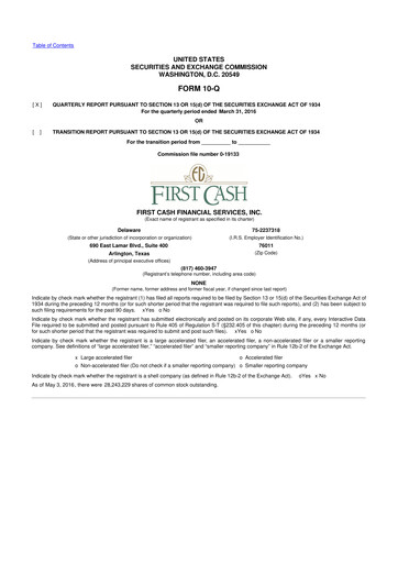 Thumbnail FirstCash 10-Q Quarterly Report FY2016 