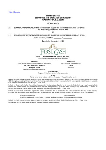 Thumbnail FirstCash 10-Q Quarterly Report FY2016 