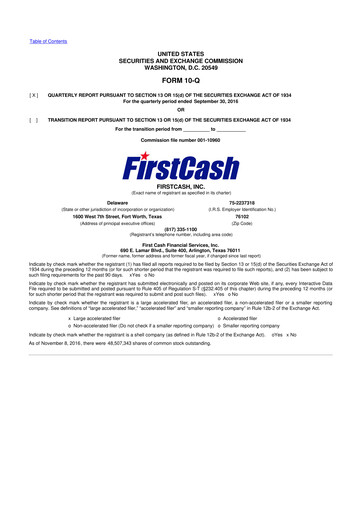 Thumbnail FirstCash 10-Q Quarterly Report FY2016 