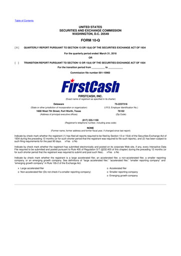 Thumbnail FirstCash 10-Q Quarterly Report FY2018 