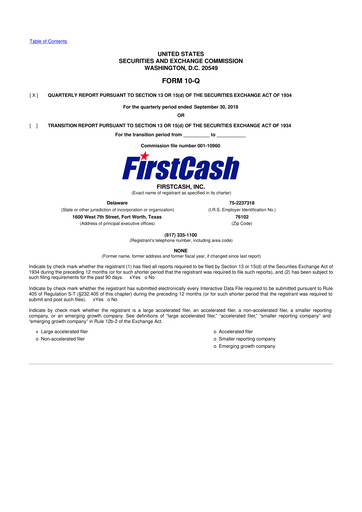 Thumbnail FirstCash 10-Q Quarterly Report FY2018 