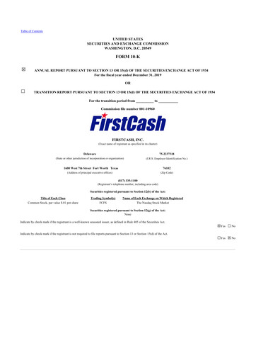 Thumbnail FirstCash 10-K Annual Report 2019