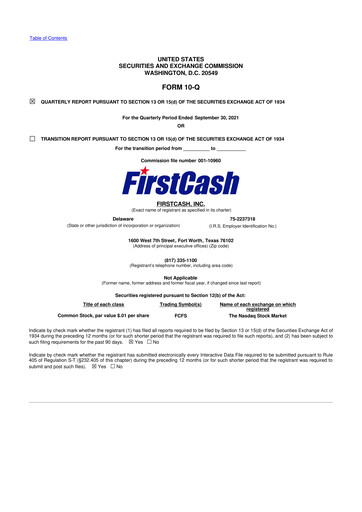 Thumbnail FirstCash 10-Q Quarterly Report FY2021 