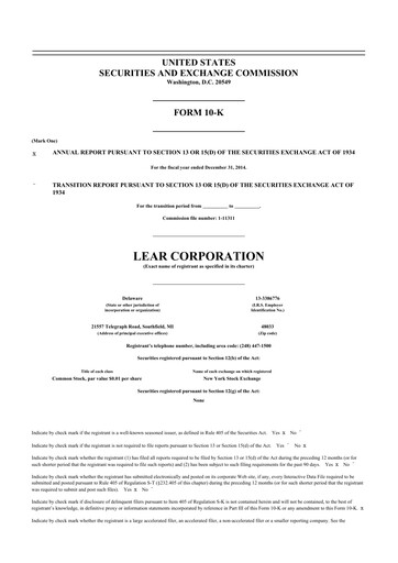 Thumbnail Lear Corporation
 10-K Annual Report 2014