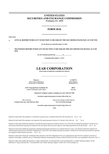 Thumbnail Lear Corporation
 10-K Annual Report 2015