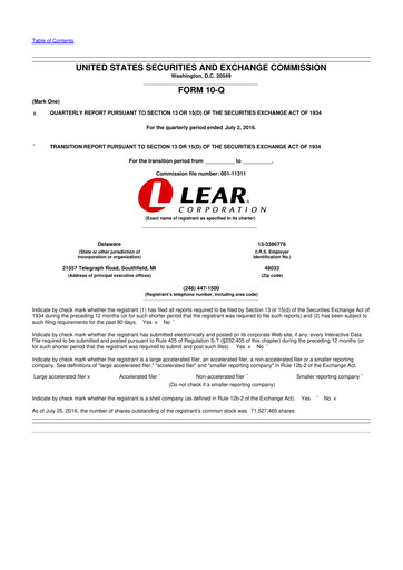 Thumbnail Lear Corporation
 10-Q Quarterly Report FY2016 