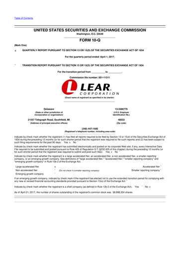 Thumbnail Lear Corporation
 10-Q Quarterly Report FY2017 