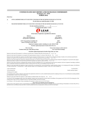 Thumbnail Lear Corporation
 10-K Annual Report 2018