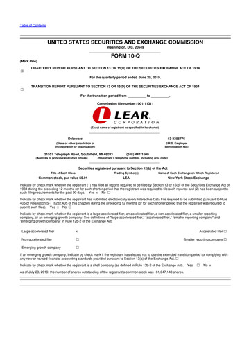 Thumbnail Lear Corporation
 10-Q Quarterly Report FY2019 
