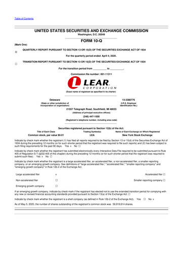Thumbnail Lear Corporation
 10-Q Quarterly Report FY2020 