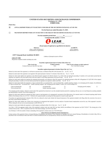 Thumbnail Lear Corporation
 10-K Annual Report 2023