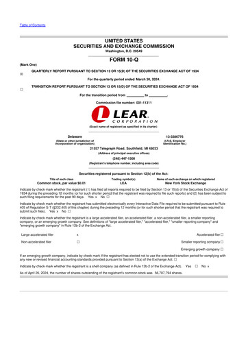 Thumbnail Lear Corporation
 10-Q Quarterly Report FY2024 