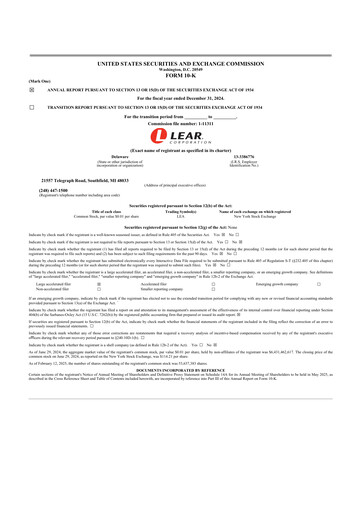 Thumbnail Lear Corporation
 10-K Annual Report 2024