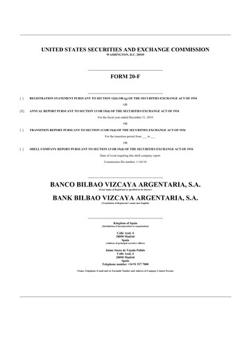 Thumbnail Banco Bilbao Vizcaya Argentaria 20-F Annual Report 2019