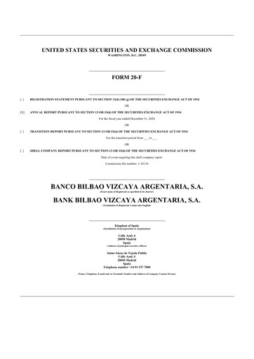 Thumbnail Banco Bilbao Vizcaya Argentaria 20-F Annual Report 2020