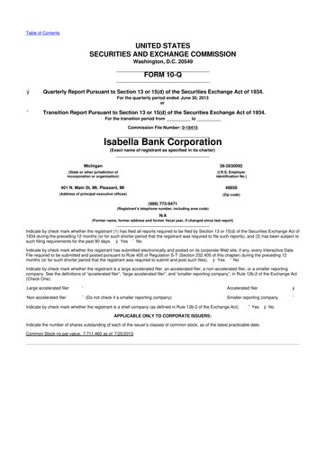 Thumbnail Isabella Bank Corporation 10-Q Quarterly Report FY2013 