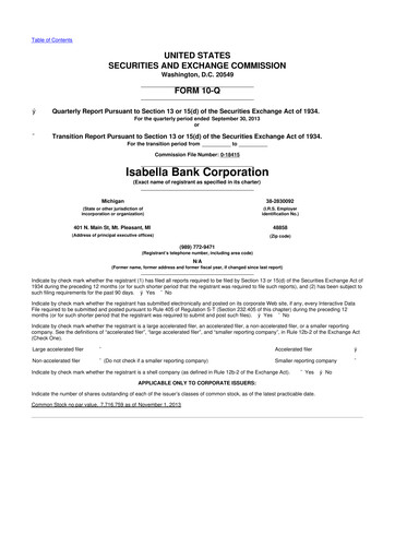 Thumbnail Isabella Bank Corporation 10-Q Quarterly Report FY2013 