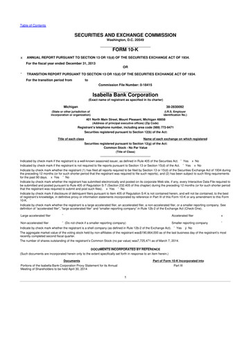 Thumbnail Isabella Bank Corporation 10-K Annual Report 2013