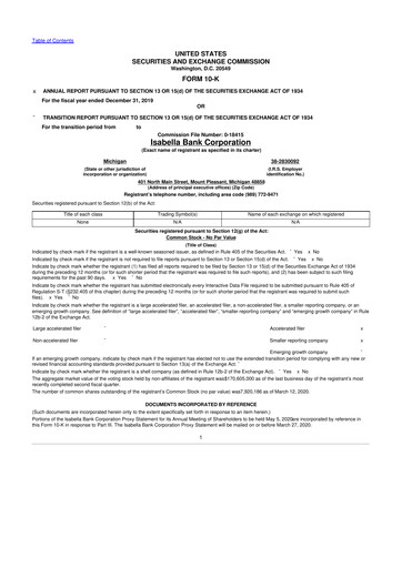 Thumbnail Isabella Bank Corporation 10-K Annual Report 2019
