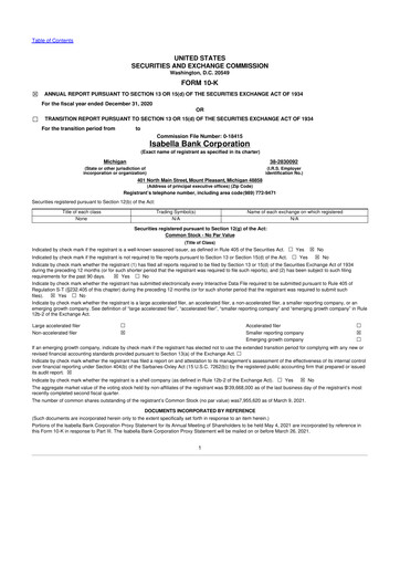 Thumbnail Isabella Bank Corporation 10-K Annual Report 2020