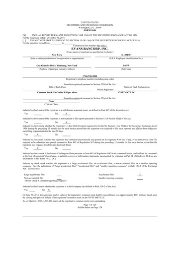 Thumbnail Evans Bancorp 10-K Annual Report 2016