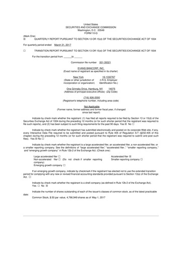 Thumbnail Evans Bancorp 10-Q Quarterly Report FY2017 