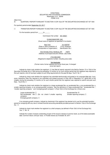 Thumbnail Evans Bancorp 10-Q Quarterly Report FY2017 