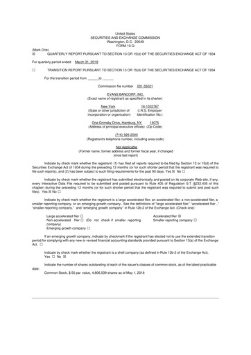 Thumbnail Evans Bancorp 10-Q Quarterly Report FY2018 