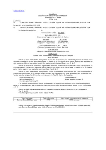 Thumbnail Evans Bancorp 10-Q Quarterly Report FY2019 