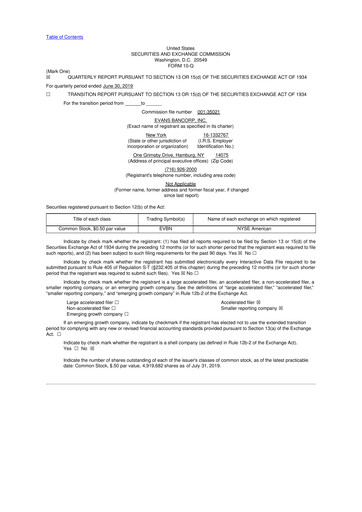 Thumbnail Evans Bancorp 10-Q Quarterly Report FY2019 