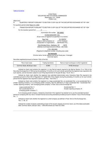 Thumbnail Evans Bancorp 10-Q Quarterly Report FY2020 