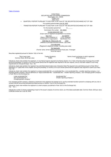 Thumbnail Evans Bancorp 10-Q Quarterly Report FY2022 
