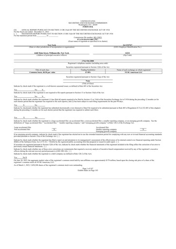Thumbnail Evans Bancorp 10-K Annual Report 2022