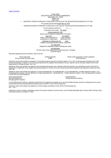 Thumbnail Evans Bancorp 10-Q Quarterly Report FY2024 