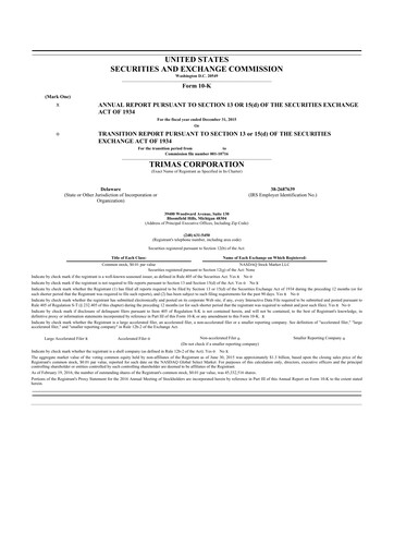 Thumbnail TriMas 10-K Annual Report 2015