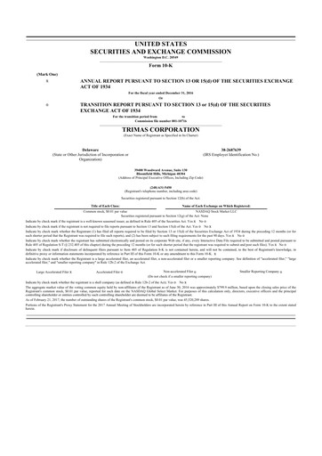 Thumbnail TriMas 10-K Annual Report 2016