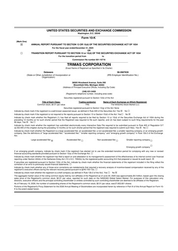 Thumbnail TriMas 10-K Annual Report 2025