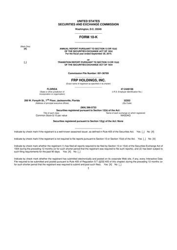 Thumbnail FRP Holdings
 10-K Annual Report 