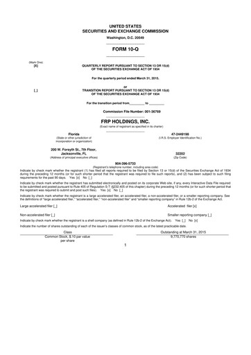 Thumbnail FRP Holdings
 10-Q Quarterly Report FY 